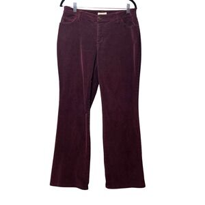 St Johns Bay Corduroy Pants Petite Stretch Bootcut Burgundy 8P Vintage Y2K Flare